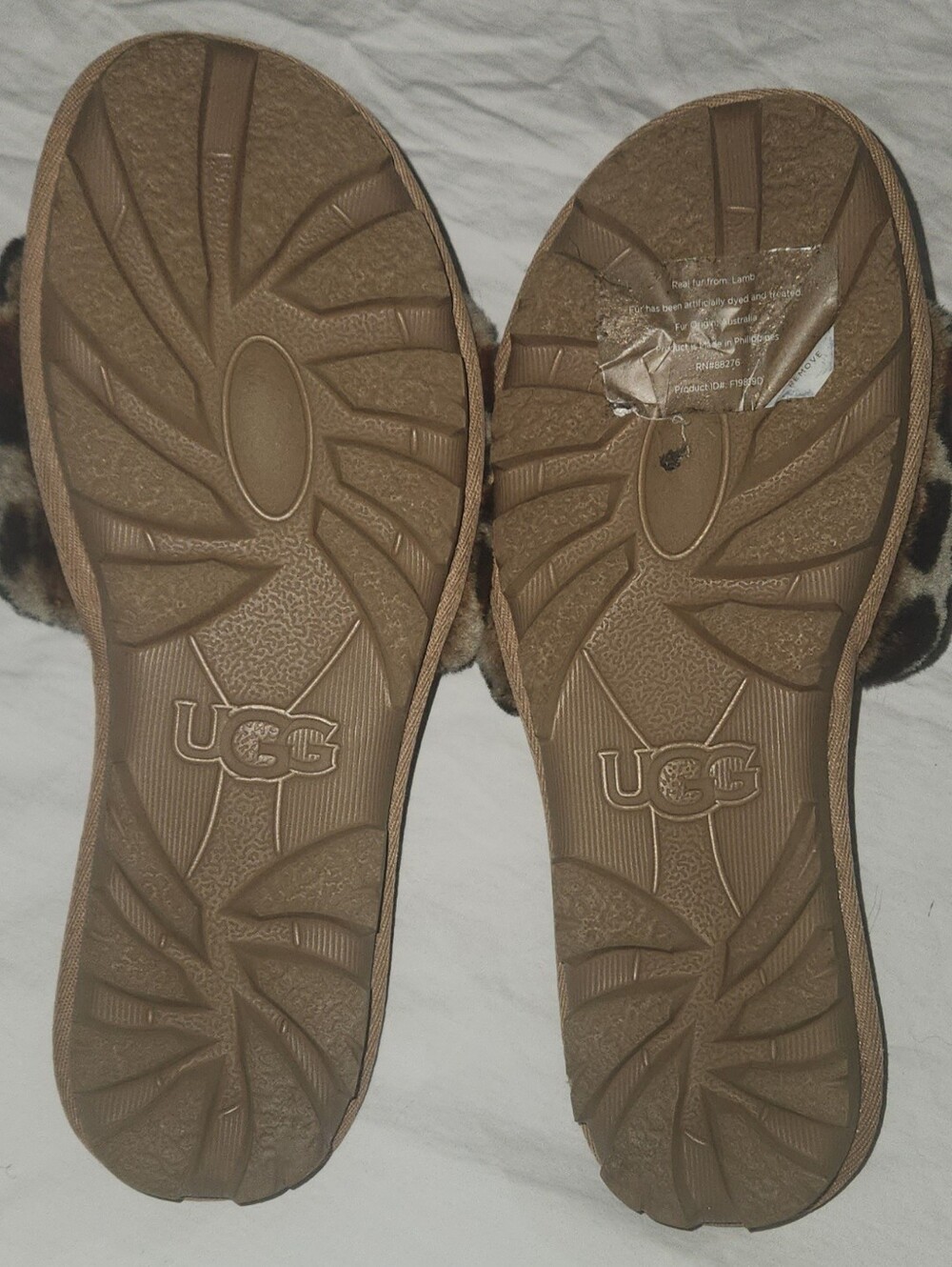 UGG Cozette Leopard Print Plush Slippers - Brown Faux Fur Size 8 - Picture 6 of 6